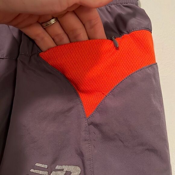 New Balance Gray & Orange Pull On Athletic Running Shorts - Picture 3 of 6